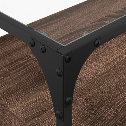 Mobile TV Piano Vetro Rovere Marrone 98x35x51 Legno Multistrato - homemem39