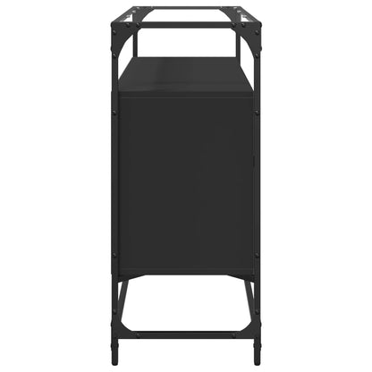 Credenza con Piano in Vetro Nero 98x35x81cm Legno Multistrato - homemem39