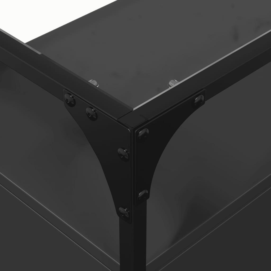 Credenza con Piano in Vetro Nero 98x35x81cm Legno Multistrato - homemem39