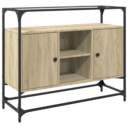 Credenza Piano Vetro Rovere Sonoma 98x35x81cm Legno Multistrato