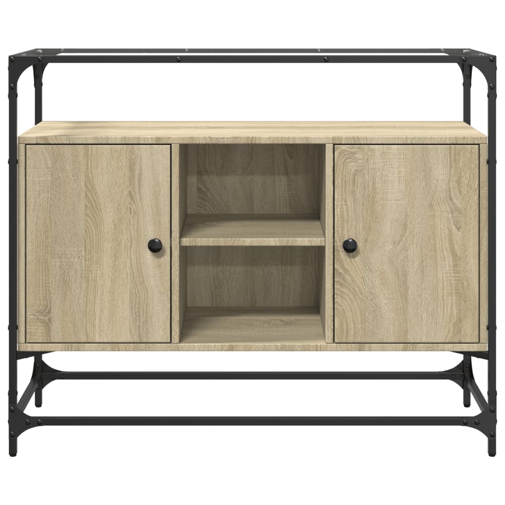 Credenza Piano Vetro Rovere Sonoma 98x35x81cm Legno Multistrato