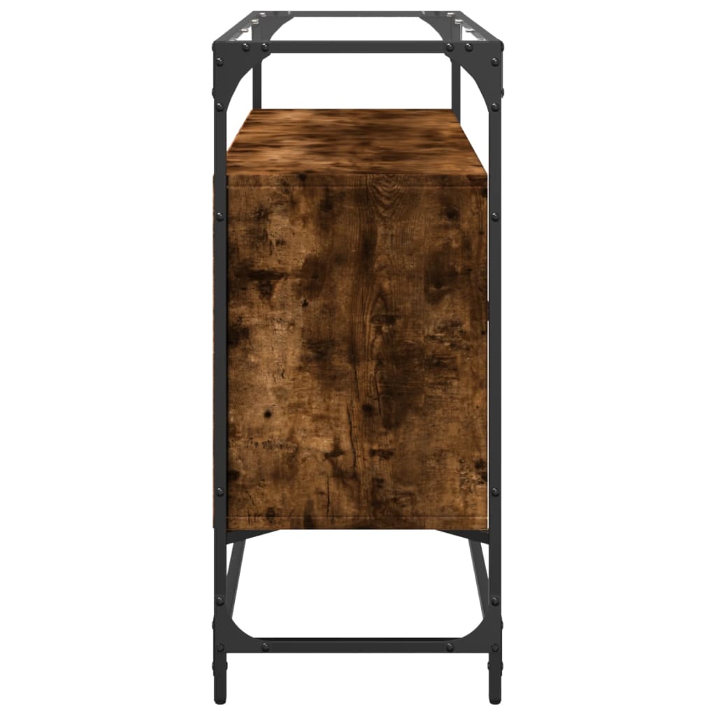 Credenza Piano Vetro Rovere Fumo 98x35x81cm Legno Multistrato