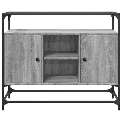 Credenza Piano Vetro Grigio Sonoma 98x35x81cm Legno Multistrato