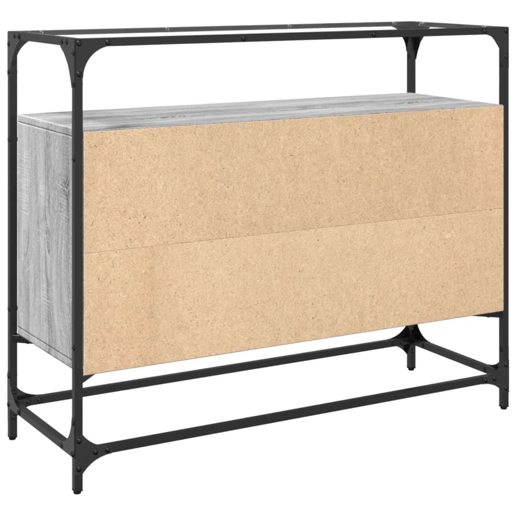 Credenza Piano Vetro Grigio Sonoma 98x35x81cm Legno Multistrato - homemem39
