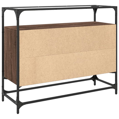 Credenza Piano Vetro Rovere Marrone 98x35x81 Legno Multistrato