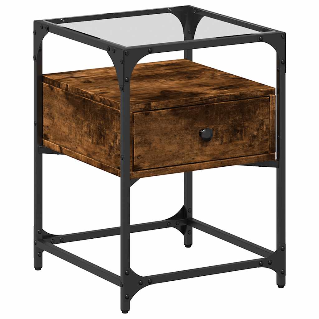 Comodino Rovere Fumo 40x40x55 cm in Legno Multistrato | homemem39
