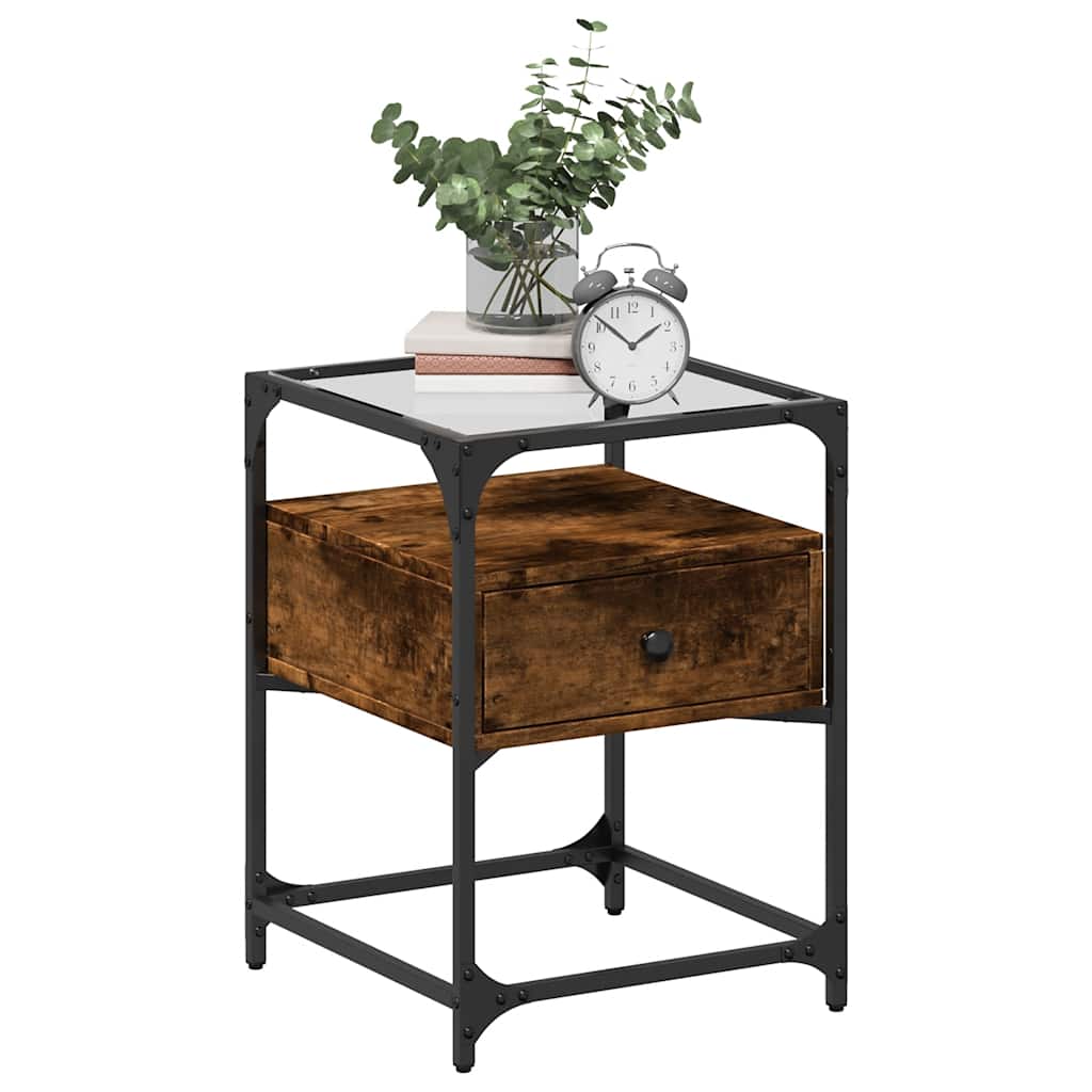 Comodino Rovere Fumo 40x40x55 cm in Legno Multistrato | homemem39