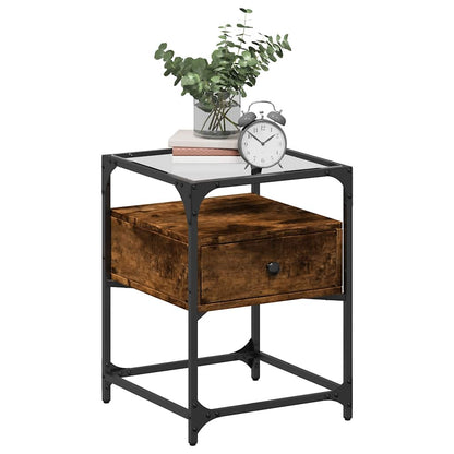 Comodino Rovere Fumo 40x40x55 cm in Legno Multistrato | homemem39