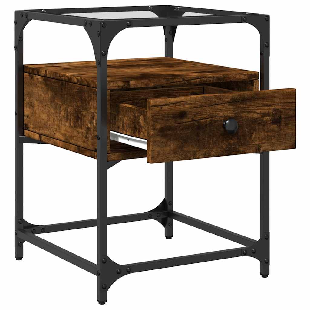 Comodino Rovere Fumo 40x40x55 cm in Legno Multistrato | homemem39