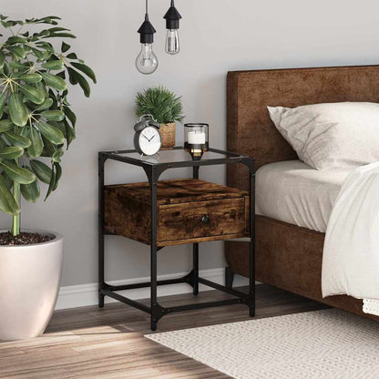 Comodino Rovere Fumo 40x40x55 cm in Legno Multistrato | homemem39