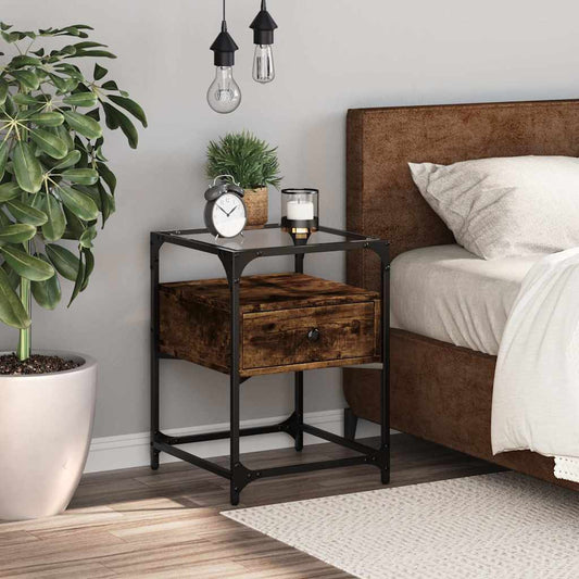 Comodino Rovere Fumo 40x40x55 cm in Legno Multistrato | homemem39