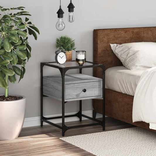 Comodino Grigio Sonoma 40x40x55 cm in Legno Multistrato | homemem39