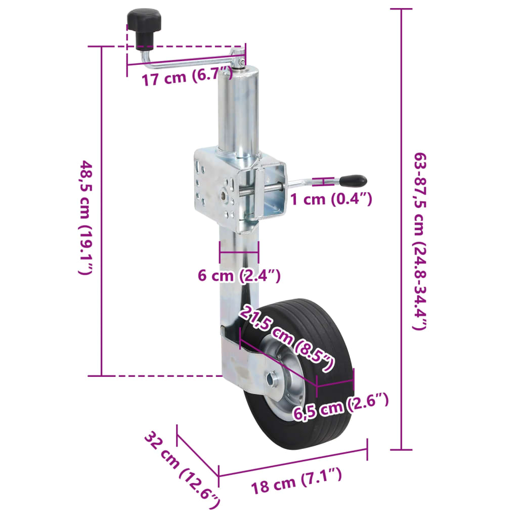 Ruotino per Rimorchio con Morsetto Diviso 60 mm Acciaio Zincato