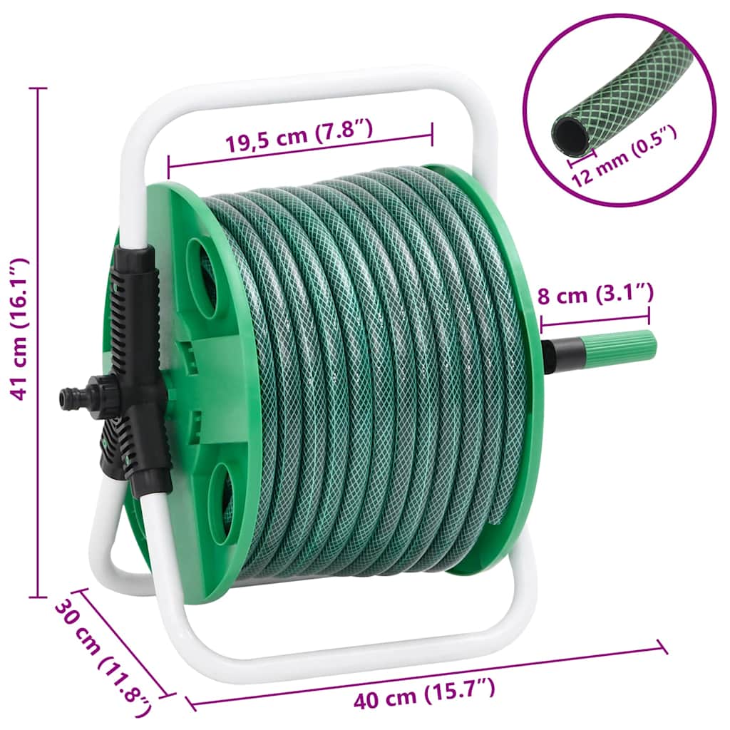 Avvolgitubo Autonomo Verde con Set Raccordi Tubo 0,5" 20 m PVC