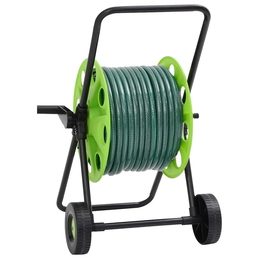 Carrello Avvolgitubo Verde con Set Raccordi Tubo 0,5" 30 m PVC