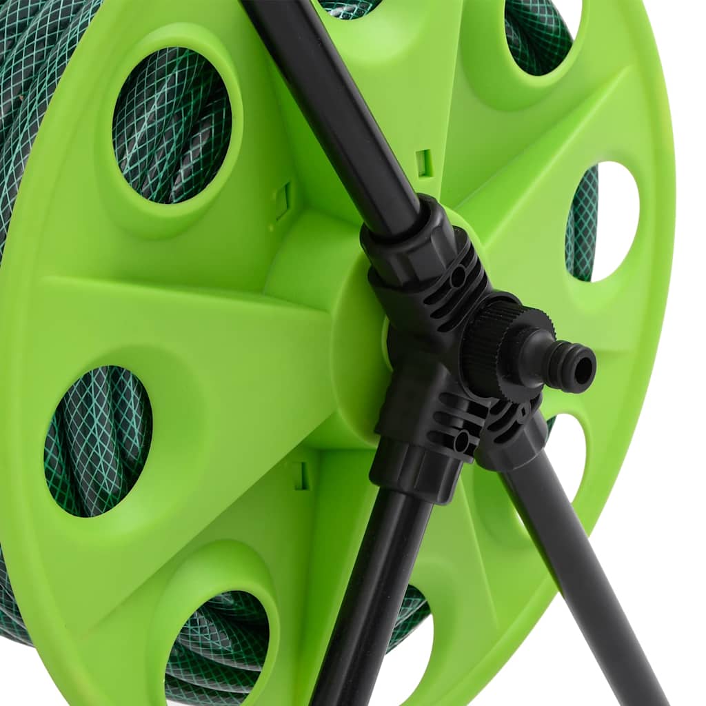 Carrello Avvolgitubo Verde con Set Raccordi Tubo 0,5" 30 m PVC