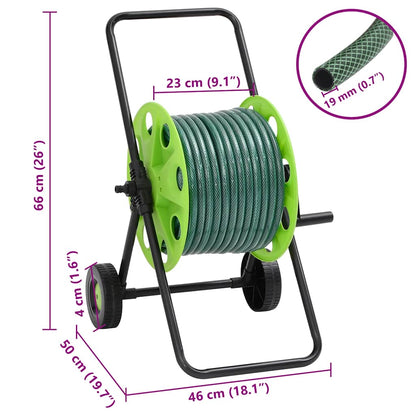 Carrello Avvolgitubo Verde con Set Raccordi Tubo 0,75" 20 m PVC