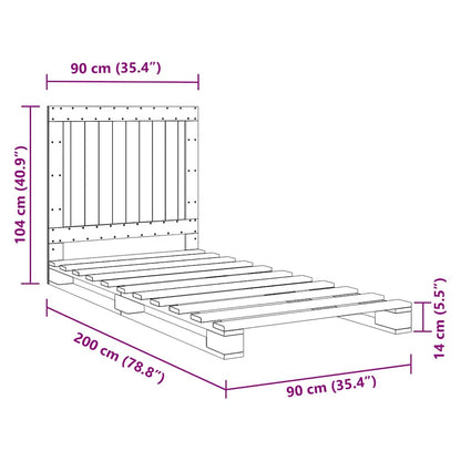 Giroletto con Testiera 90x200 cm in Legno Massello di Pino | homemem39