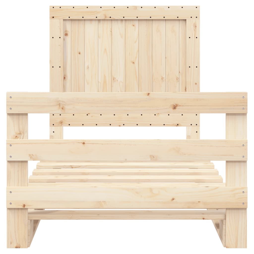 Giroletto con Testiera 100x200 cm Legno Massello di Pino | homemem39