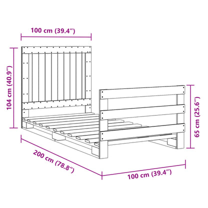 Giroletto con Testiera 100x200 cm Legno Massello di Pino | homemem39