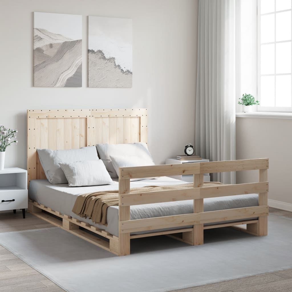 Giroletto con Testiera 140x200 cm in Legno Massello di Pino | homemem39