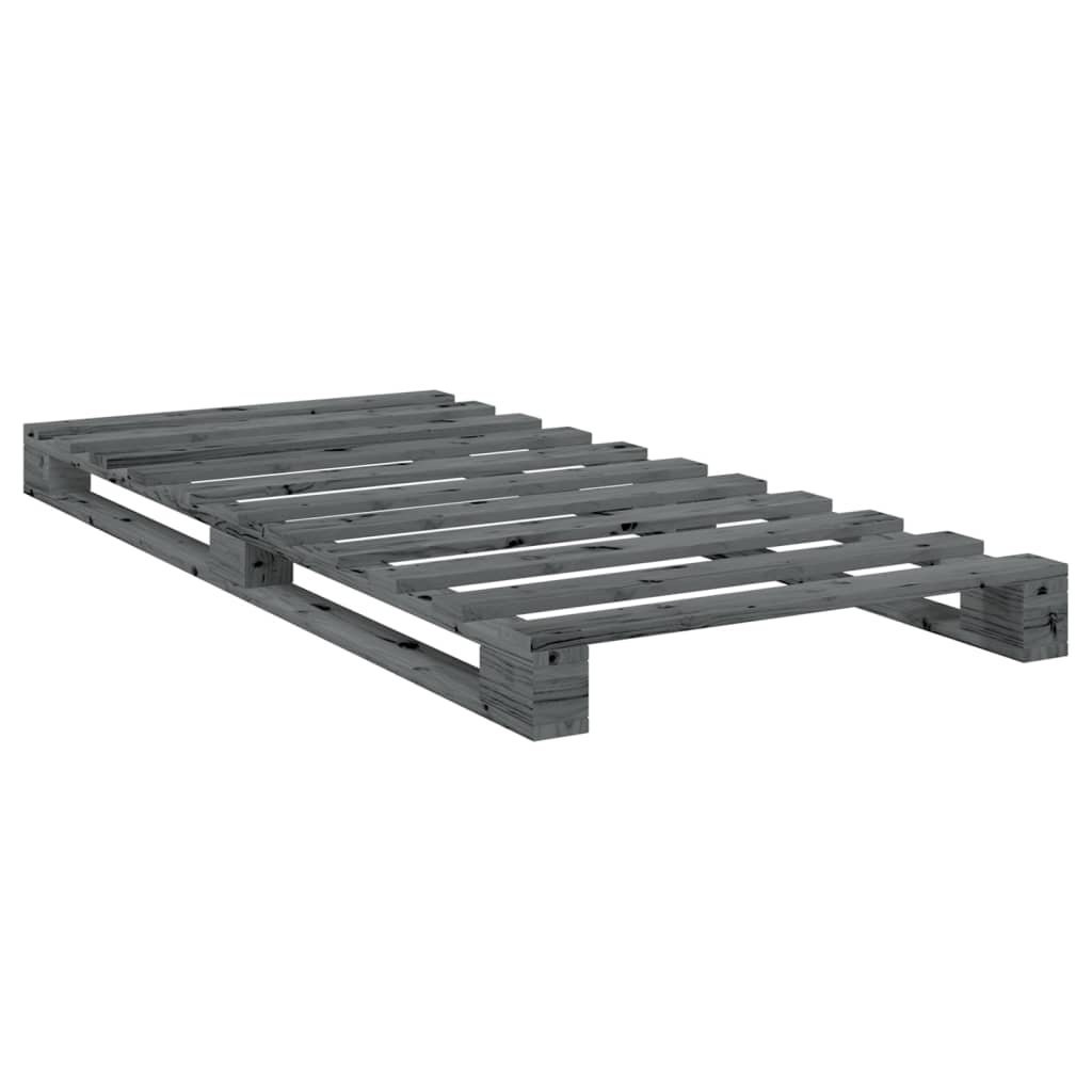 Giroletto con Testiera Grigio 90x200 cm Legno Massello di Pino