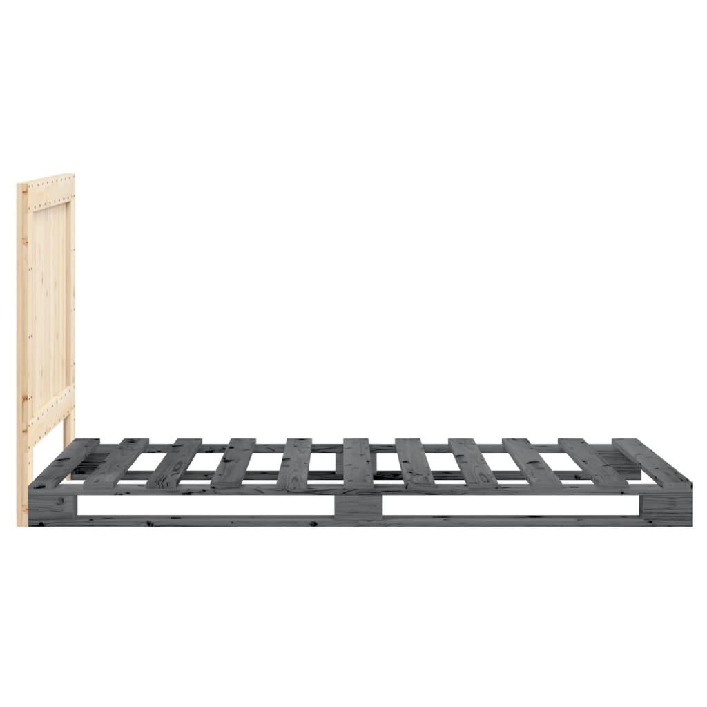 Giroletto con Testiera Grigio 90x200 cm Legno Massello di Pino