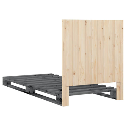Giroletto con Testiera Grigio 90x200 cm Legno Massello di Pino