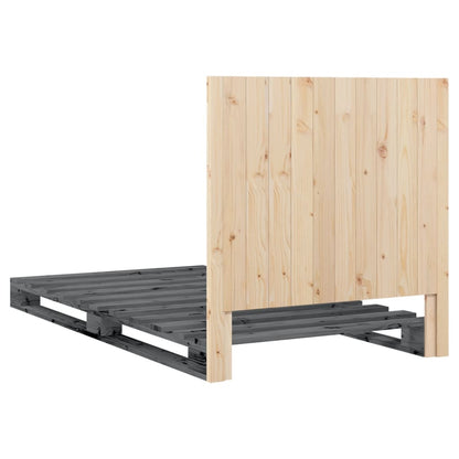 Giroletto con Testiera Grigio 100x200 cm Legno Massello di Pino