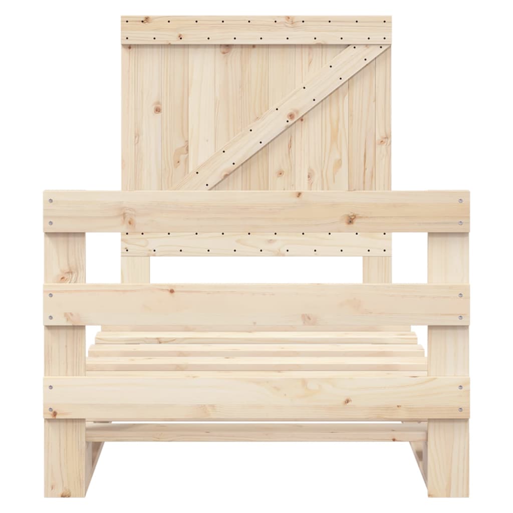 Giroletto con Testiera 90x200 cm in Legno Massello di Pino - homemem39