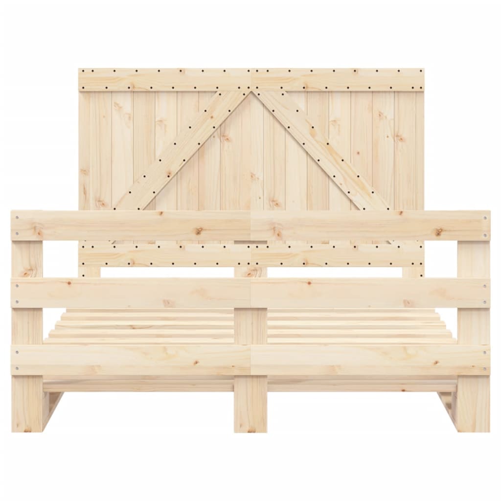 Giroletto con Testiera 140x200 cm in Legno Massello di Pino - homemem39