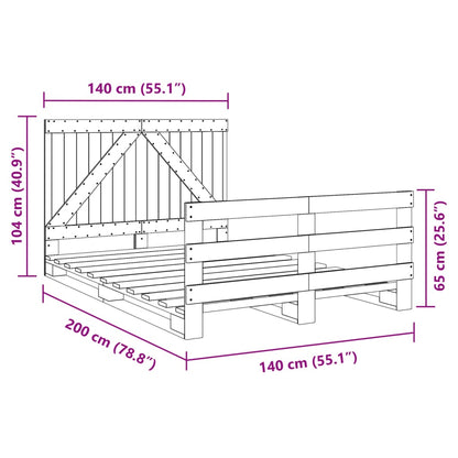 Giroletto con Testiera 140x200 cm in Legno Massello di Pino - homemem39