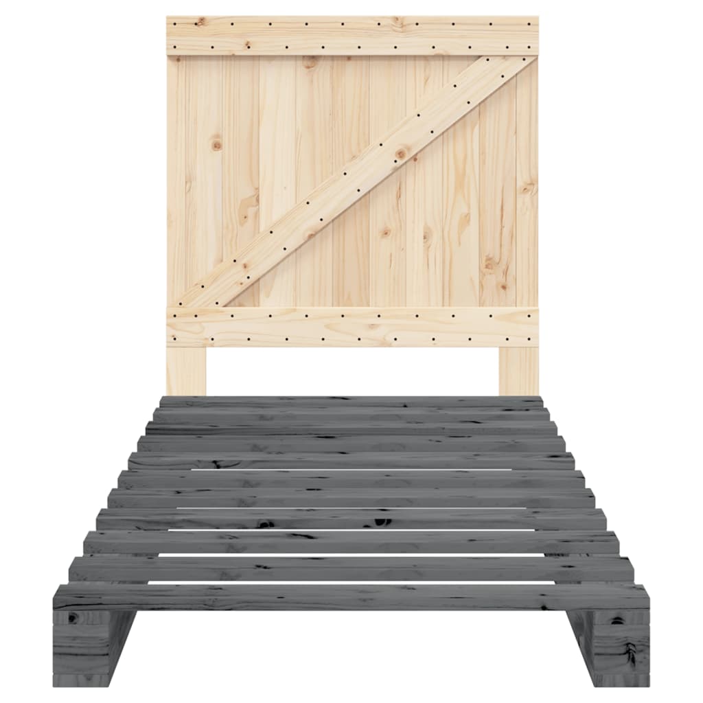 Giroletto con Testiera Grigio 90x200 cm Legno Massello di Pino | homemem39