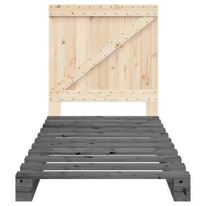 Giroletto con Testiera Grigio 90x200 cm Legno Massello di Pino | homemem39
