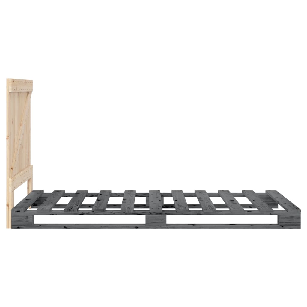 Giroletto con Testiera Grigio 90x200 cm Legno Massello di Pino | homemem39