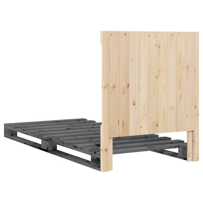 Giroletto con Testiera Grigio 90x200 cm Legno Massello di Pino