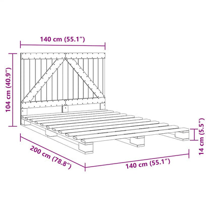 Giroletto con Testiera Grigio 140x200 cm Legno Massello di Pino