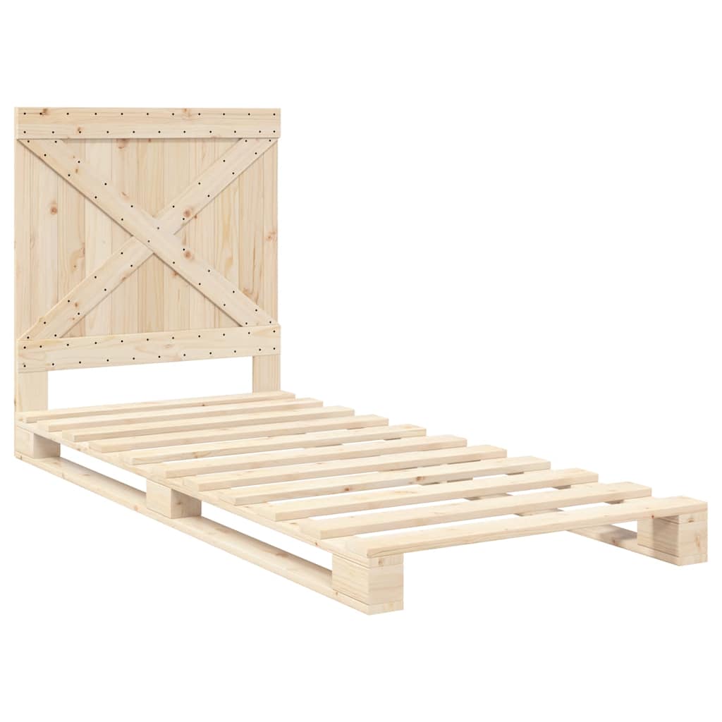 Giroletto con Testiera 90x200 cm in Legno Massello di Pino | homemem39