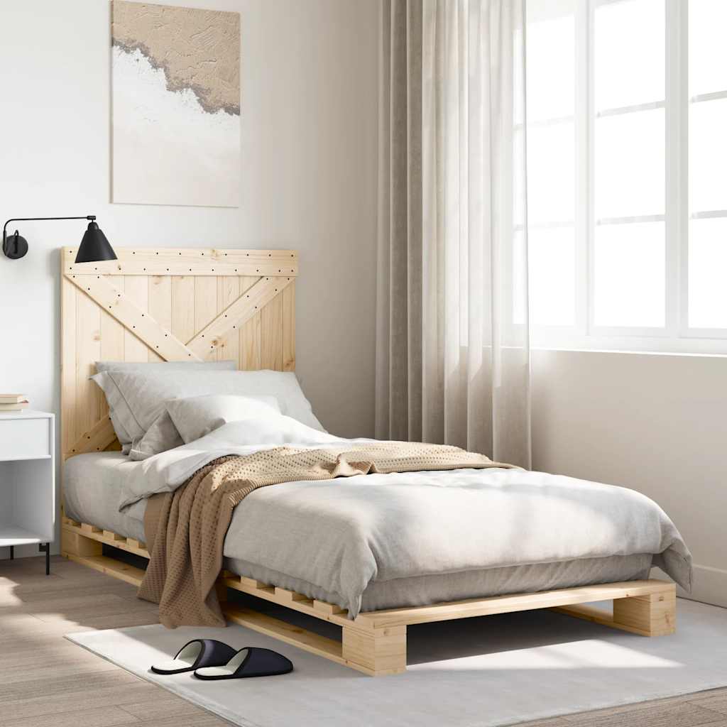 Giroletto con Testiera 90x200 cm in Legno Massello di Pino | homemem39