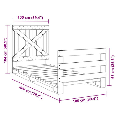 Giroletto con Testiera 100x200 cm Legno Massello di Pino
