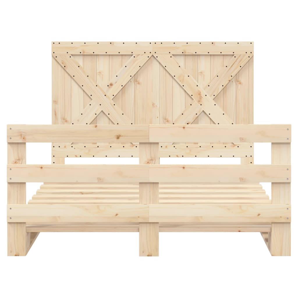 Giroletto con Testiera 140x200 cm in Legno Massello di Pino | homemem39