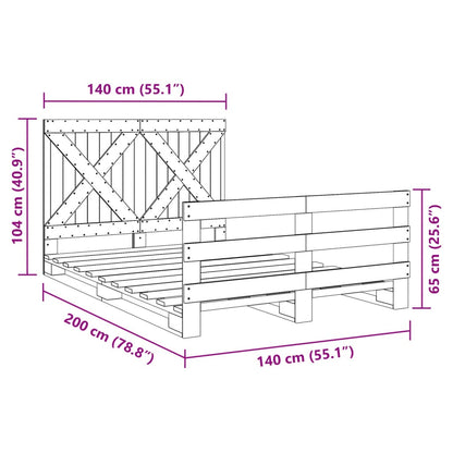 Giroletto con Testiera 140x200 cm in Legno Massello di Pino