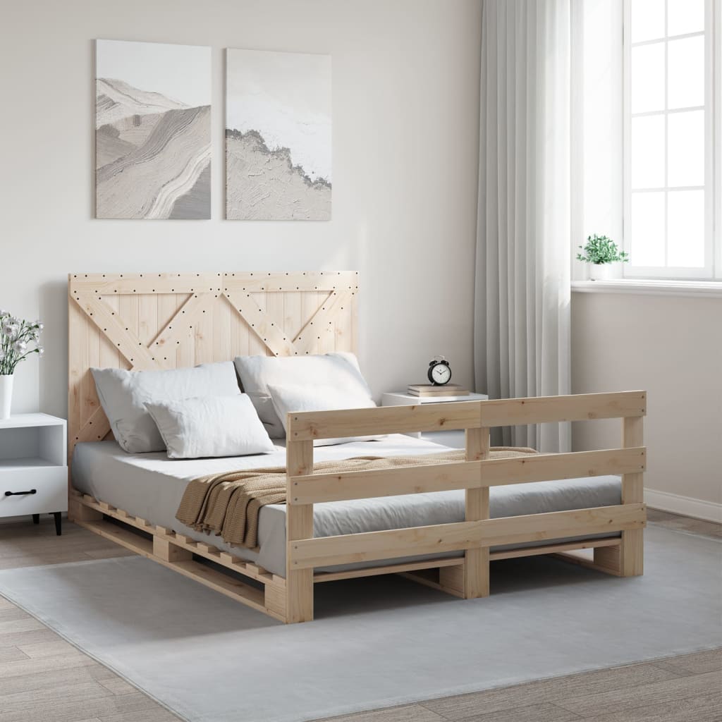 Giroletto con Testiera 140x200 cm in Legno Massello di Pino | homemem39