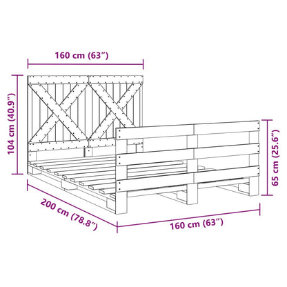 Giroletto con Testiera 160x200 cm in Legno Massello di Pino - homemem39