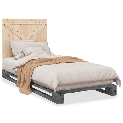 Giroletto con Testiera Grigio 90x200 cm Legno Massello di Pino | homemem39