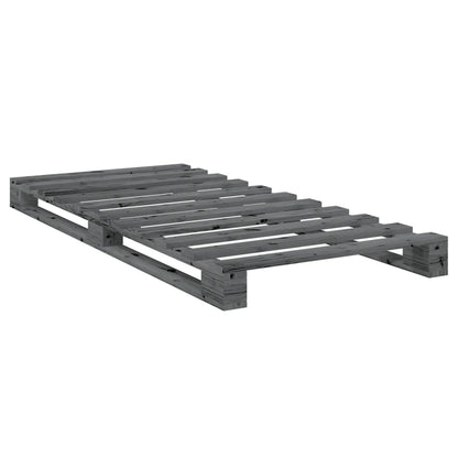 Giroletto con Testiera Grigio 90x200 cm Legno Massello di Pino