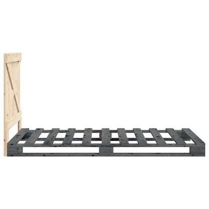 Giroletto con Testiera Grigio 90x200 cm Legno Massello di Pino