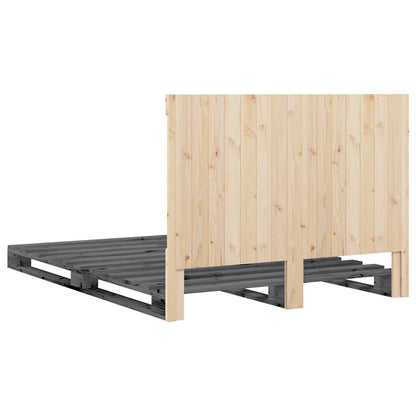 Giroletto con Testiera Grigio 140x200 cm Legno Massello di Pino