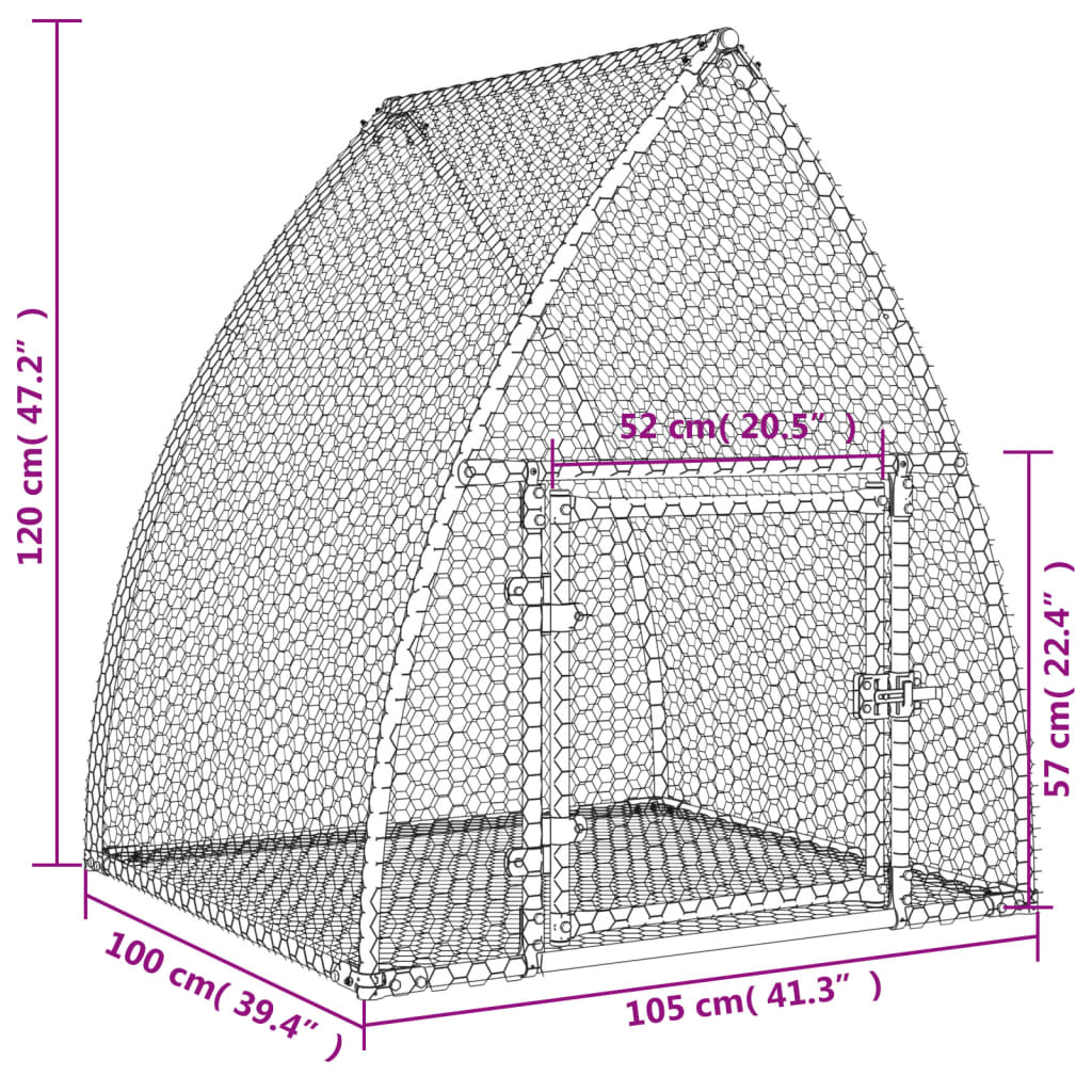 Conigliera Argento 105x100x120 cm in Acciaio Zincato | homemem39