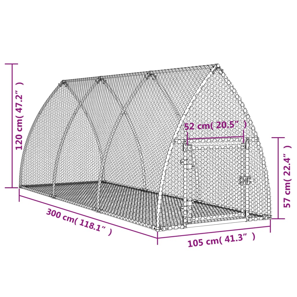 Conigliera Argento 105x300x120 cm in Acciaio Zincato | homemem39